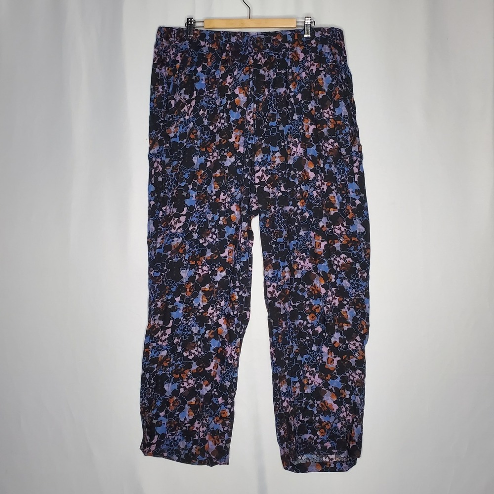 Woman Within Boho Pants Women 24W Dark Abstract Floral Pull-on Pocket‎ Hippie